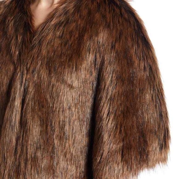 NWT Halogen Faux Fur Capelet One Size, BROWN FOX - Picture 2 of 4